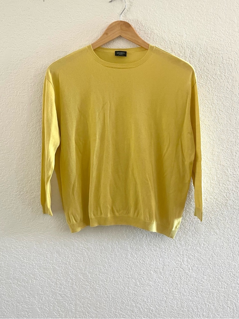 Snobby Sheep Milano Silk Cotton Blend Crew Neck Sweater Yellow Sz 6